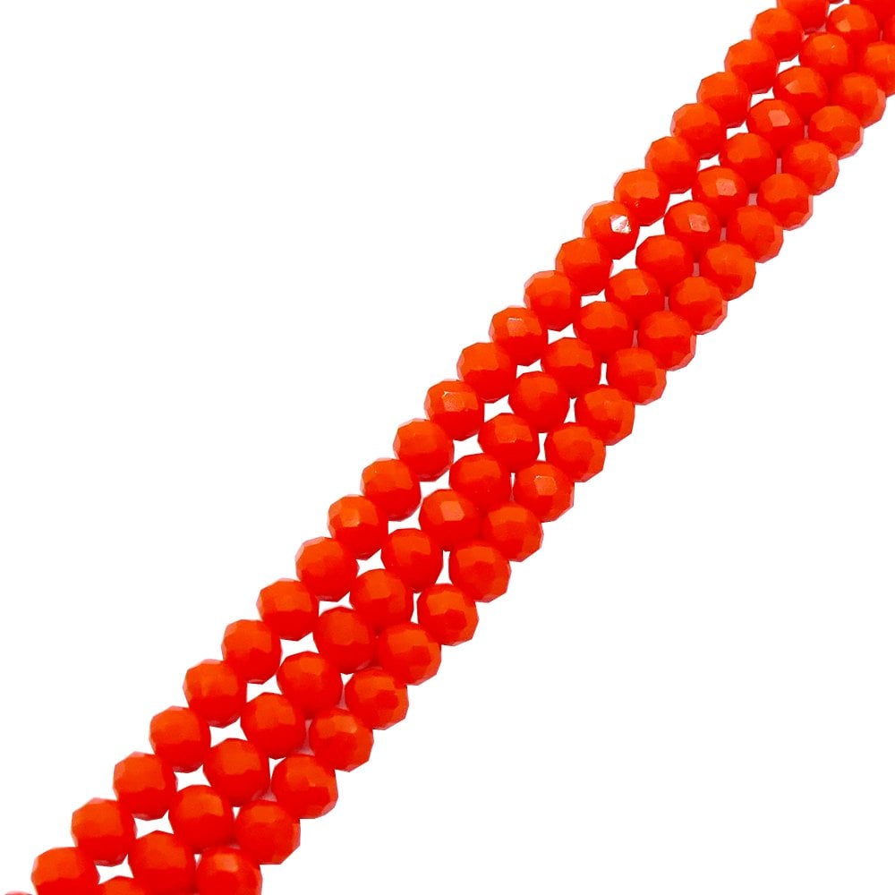 6x8mm Faceted Glass Rondelles, opaque orange red