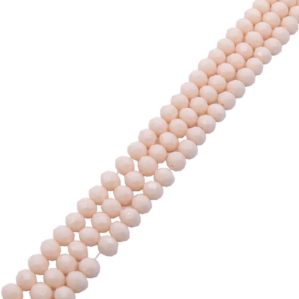 6x8mm Faceted Glass Rondelles, opaque antique white