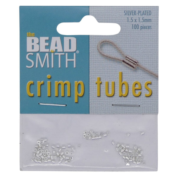 Beadsmith 1.5mm Crimp Tube Set, silver-plated
