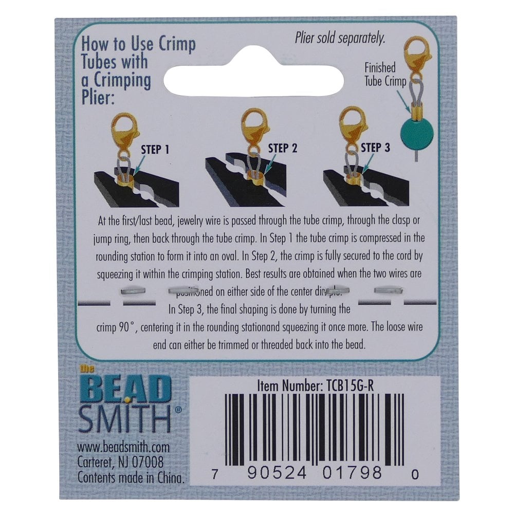 Beadsmith 1.5mm Crimp Tube Set, gold-plated, additional photo