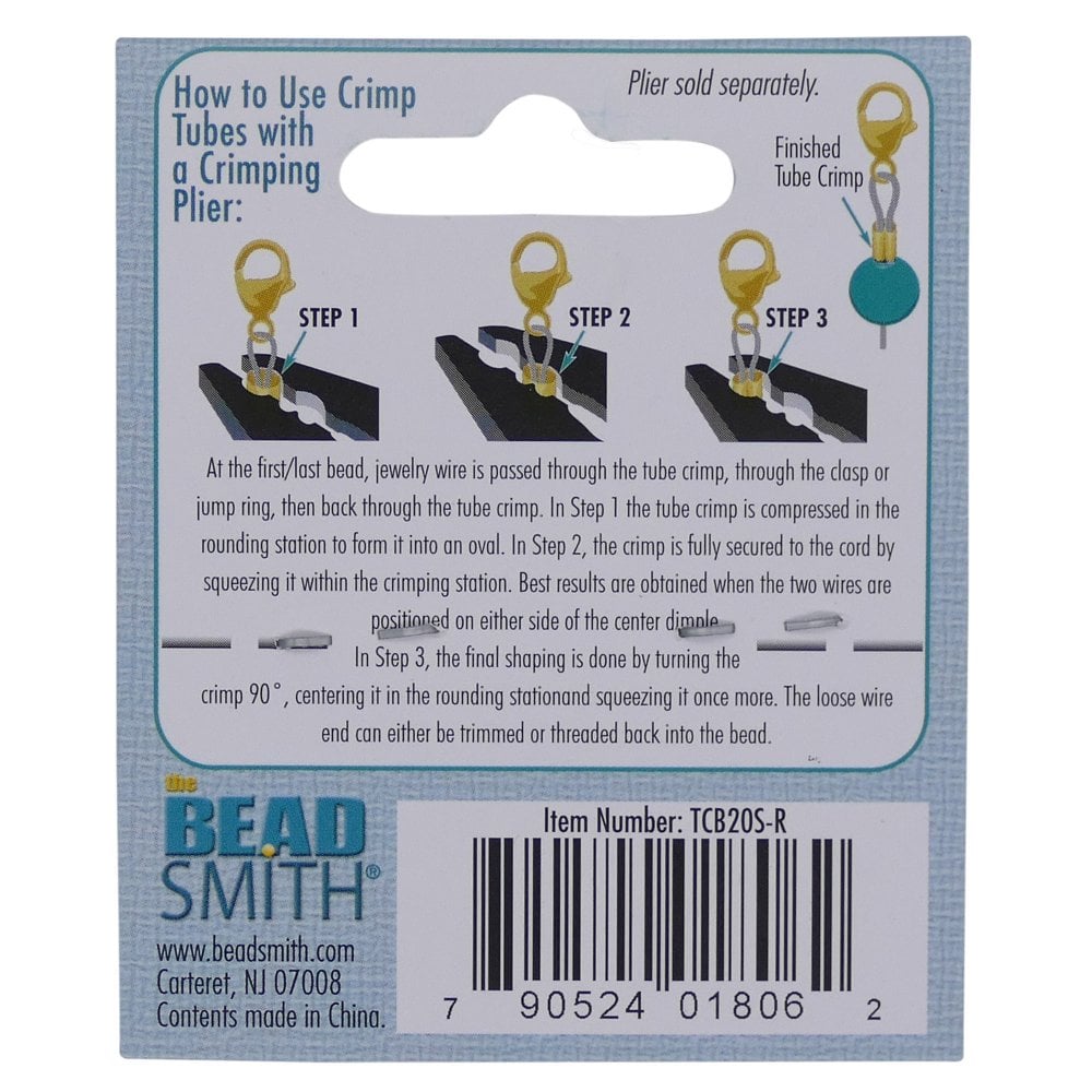 Beadsmith 2mm Crimp Tubes, silver-plated, additional photo