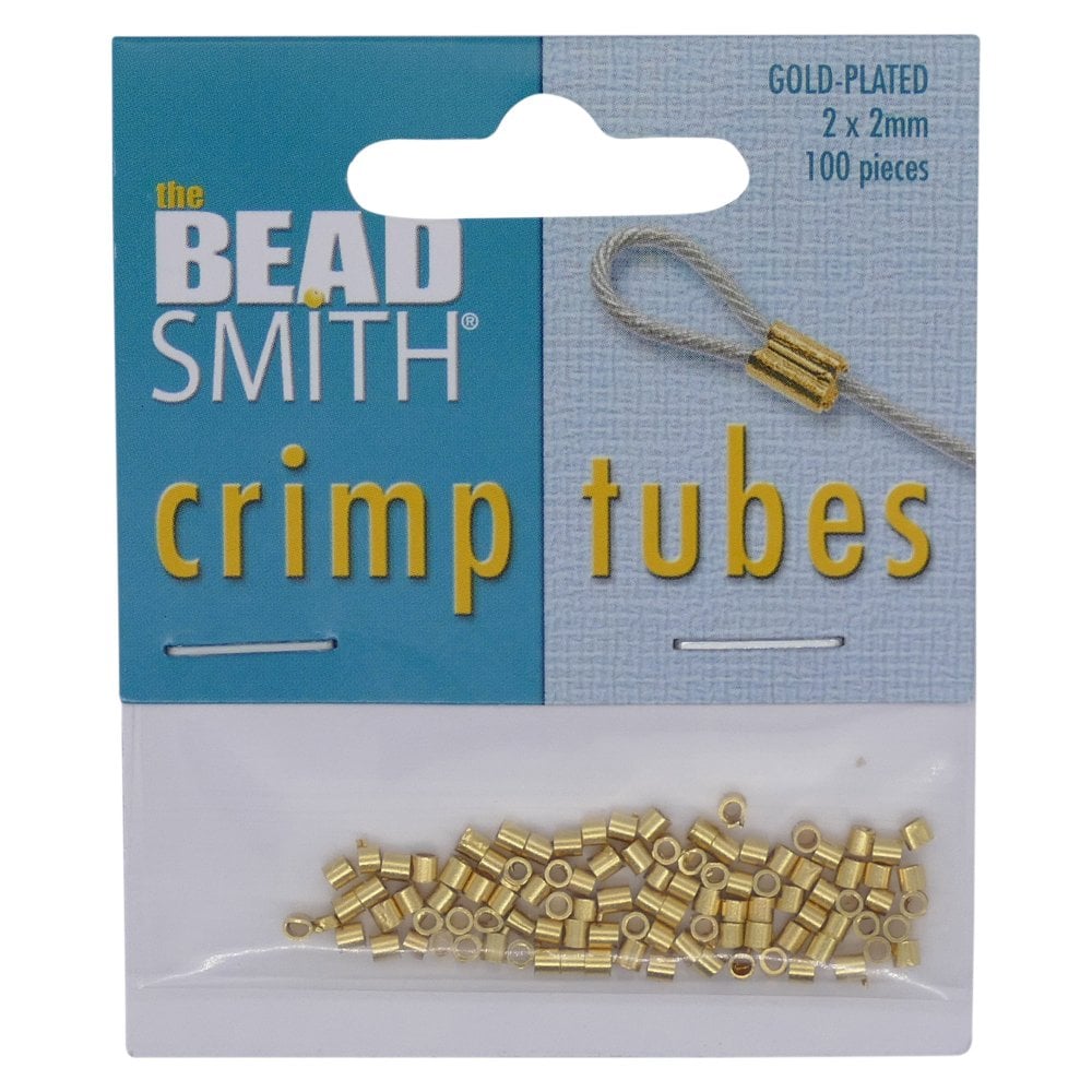 Beadsmith 2mm Crimp Tubes, gold-plated