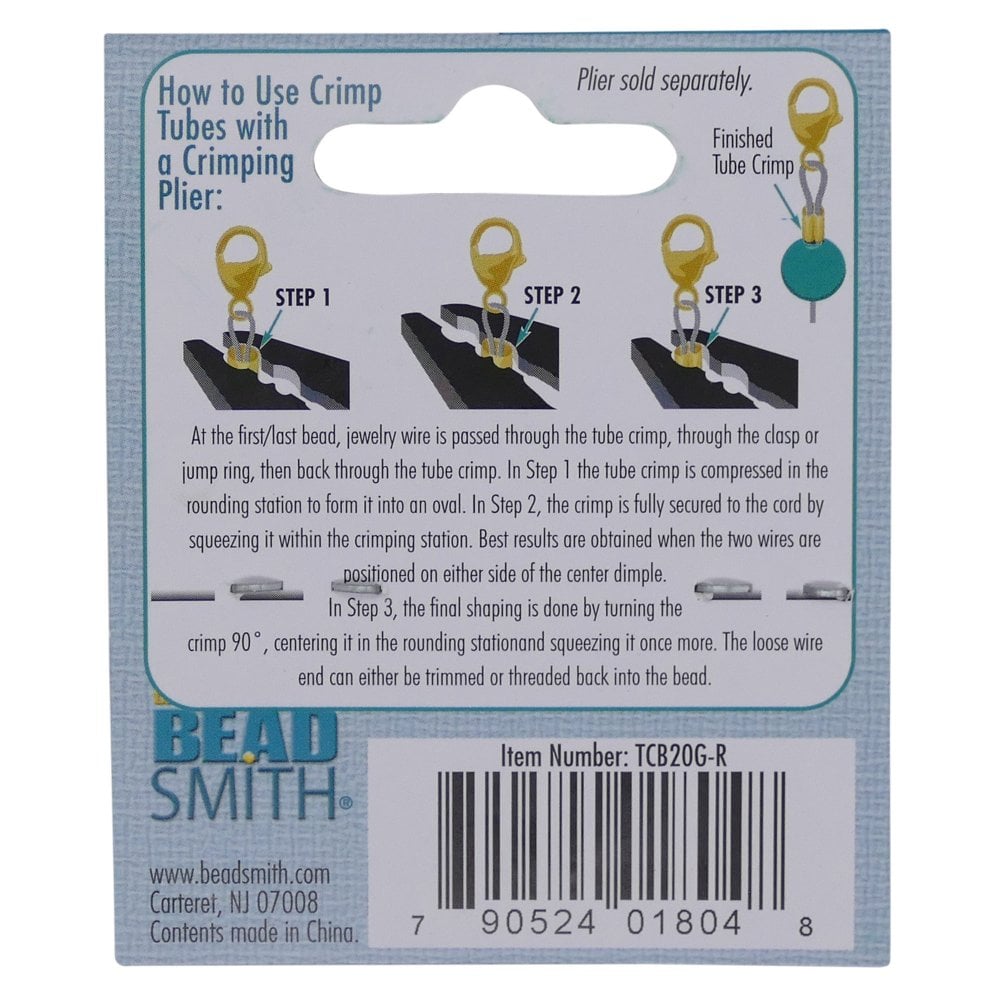 Beadsmith 2mm Crimp Tubes, gold-plated, additional photo