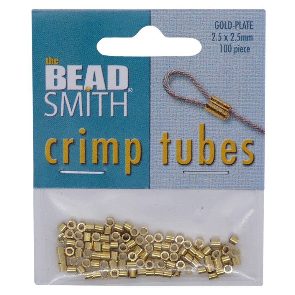 Beadsmith 2.5mm Crimp Tube Set, gold-plated