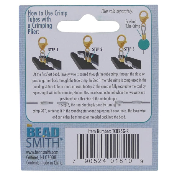 Beadsmith 2.5mm Crimp Tube Set, gold-plated, additional photo