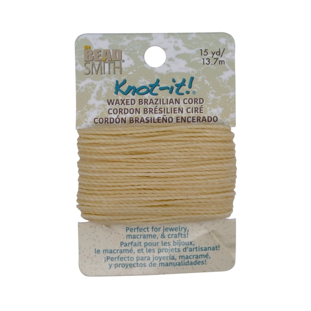 Beadsmith Knot-It! 1mm Waxed Brazillian Cord, cream