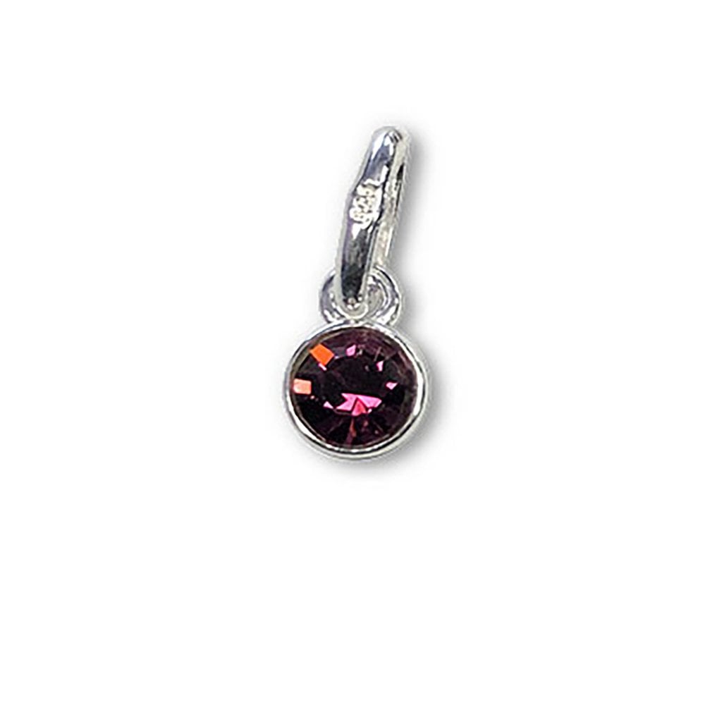 Swarovski/Sterling Silver 4mm Amethyst Birthstone Bezel Charm (February)