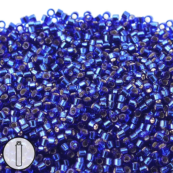 Miyuki 11/0 Delica Seed Beads, silver lined sapphire (DB047)