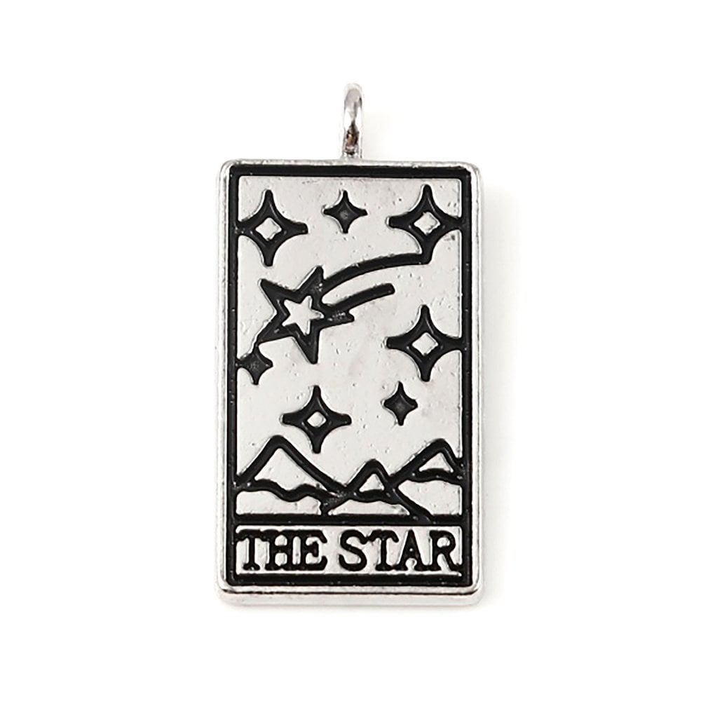26x13mm Silver Tone, tarot pendant, the star