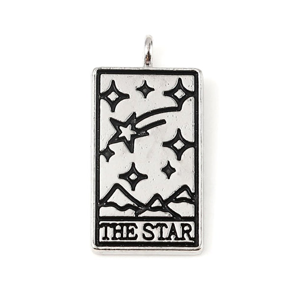 26x13mm Silver Tone, tarot pendant, the star