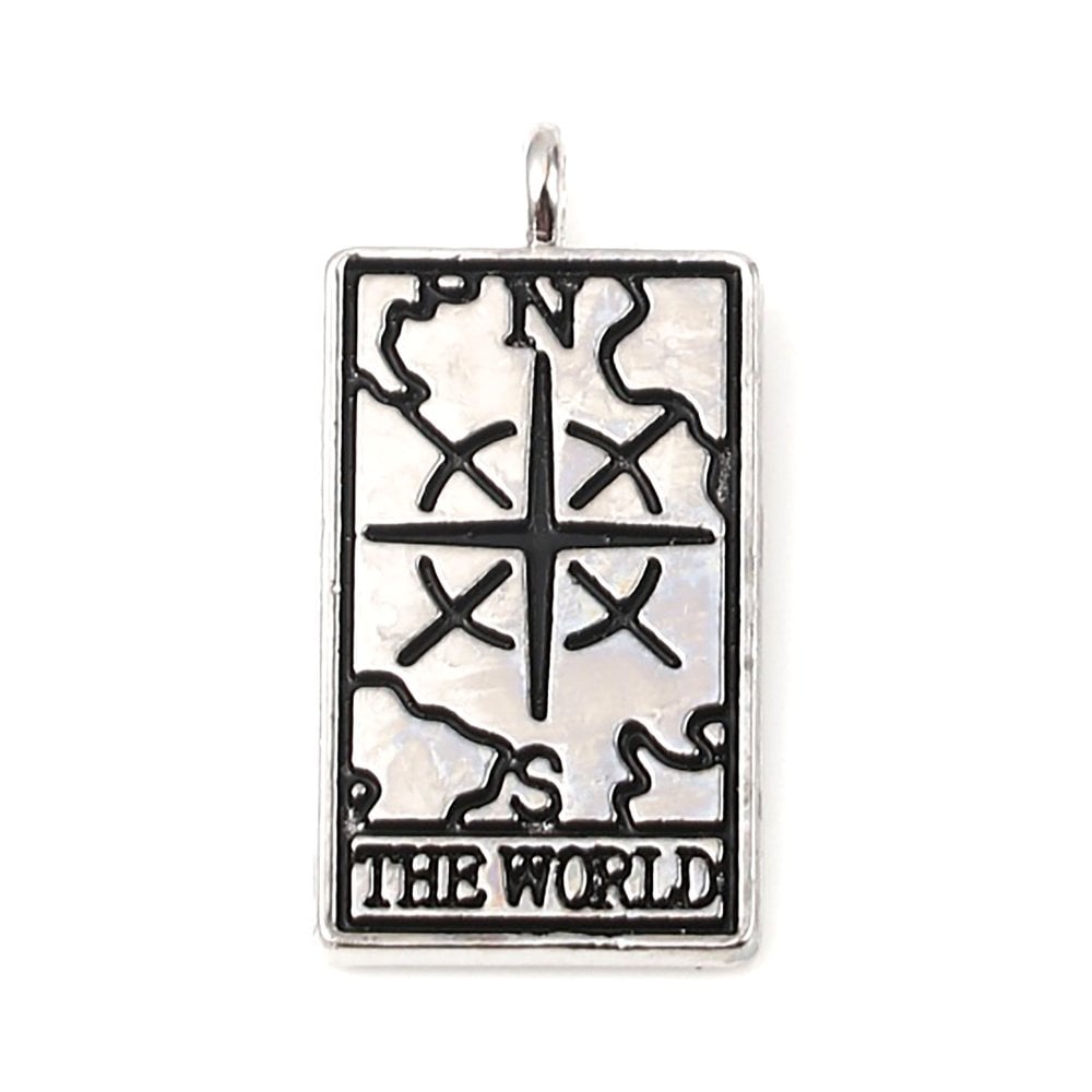 26x13mm Silver Tone, tarot pendant, the world