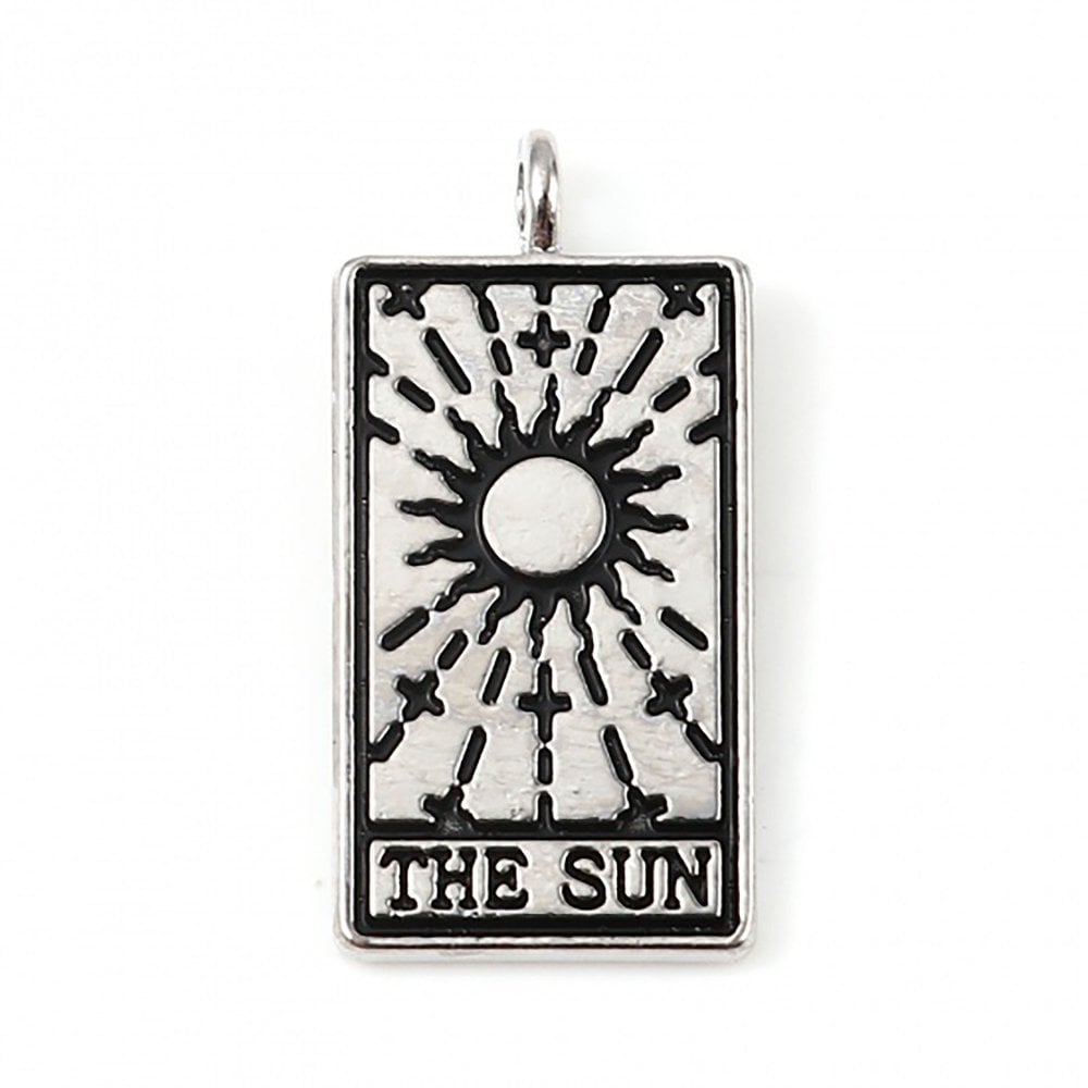 26x13mm Silver Tone, tarot pendant, the sun