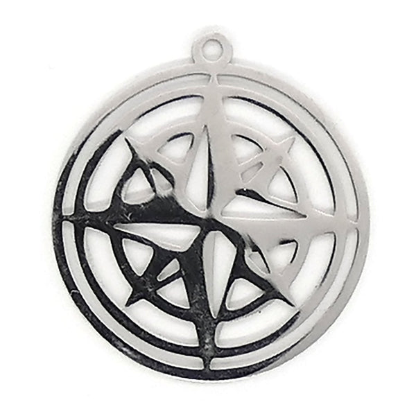 30mm Nautical Compass Galaxy Pendant, stainless steel