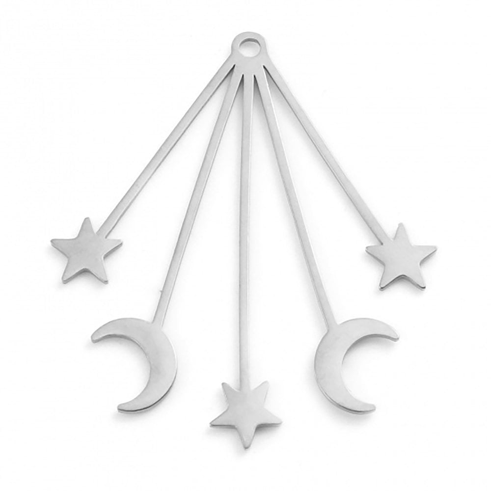 41x36mm Star/Moon Burst Galaxy Pendant, stainless steel