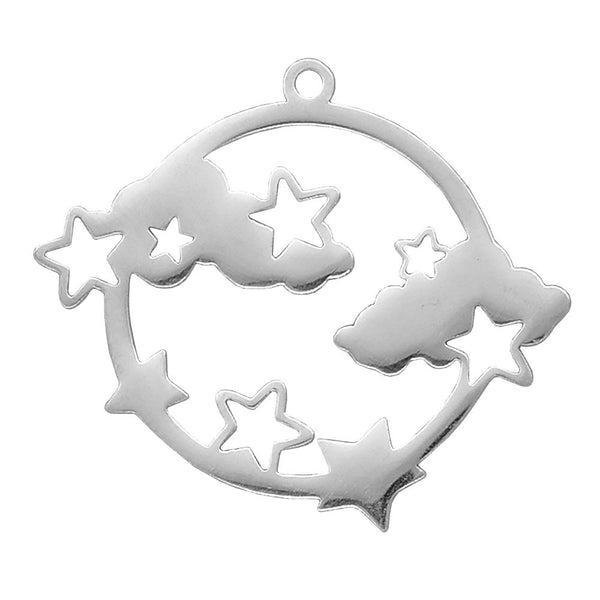 30x20mm Stars & Clouds Galaxy Pendant, stainless steel