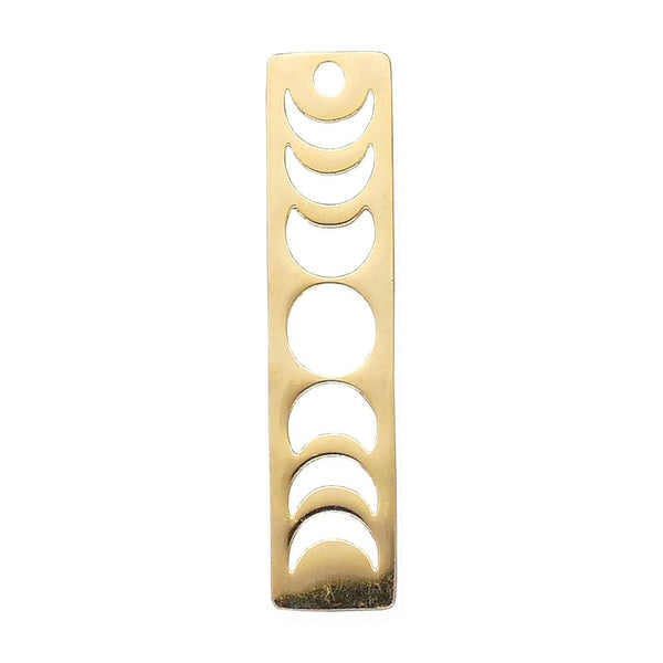 35x8mm Moon Phases Galaxy Pendant, stainless-steel/gold-plated