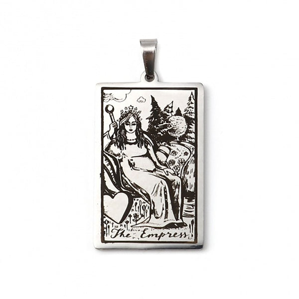 24x37mm Stainless Steel Tarot Pendant, 'the empress'