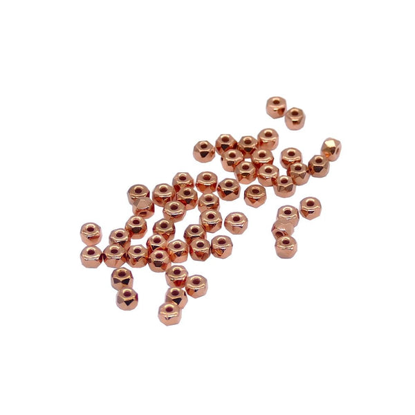 2x3mm Czech Glass Faceted Micro Spacer, copper plate