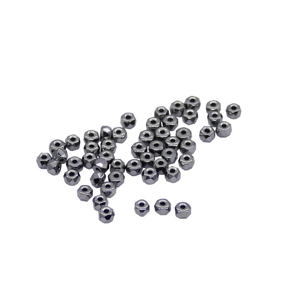 2x3mm Czech Glass Faceted Micro Spacer, chrome