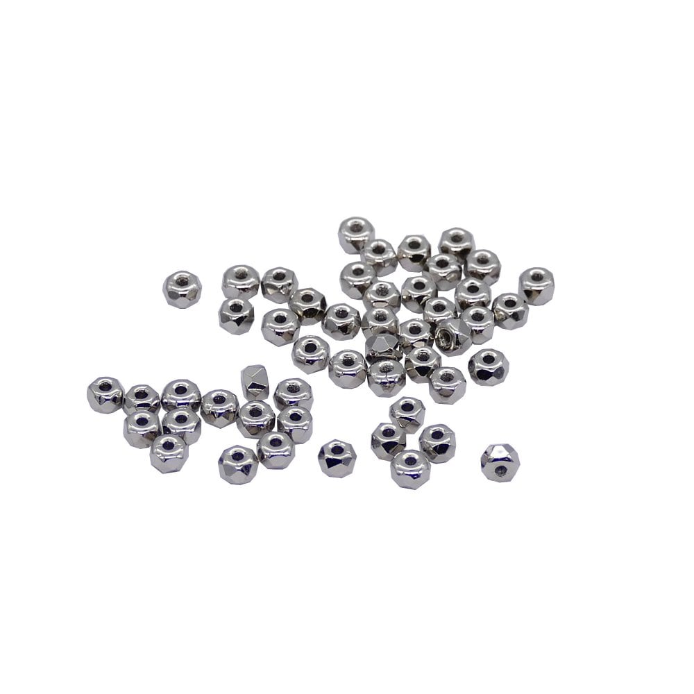 2x3mm Czech Glass Faceted Micro Spacer, nickel