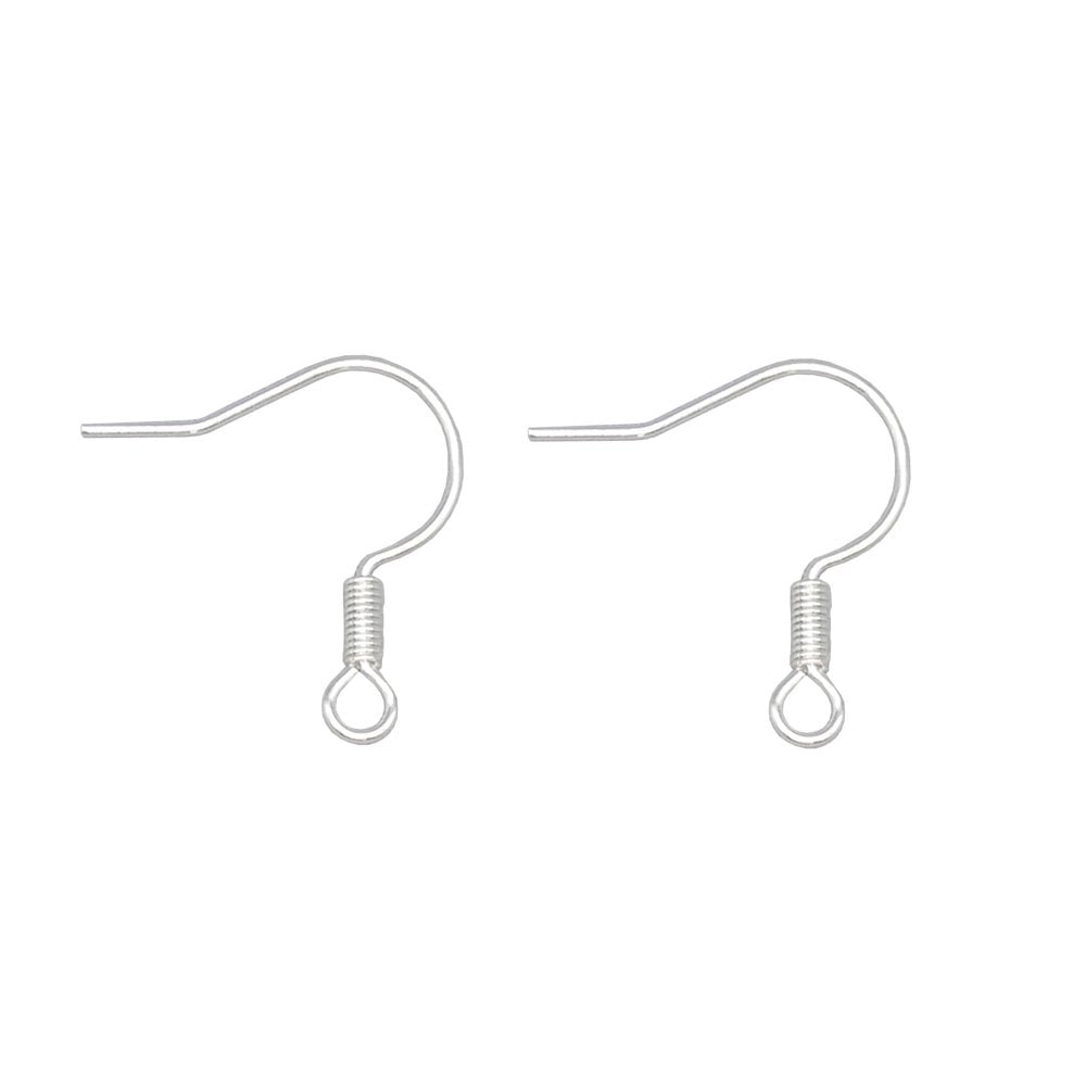 Fish Hook Earring Components 17mm, silver-plated