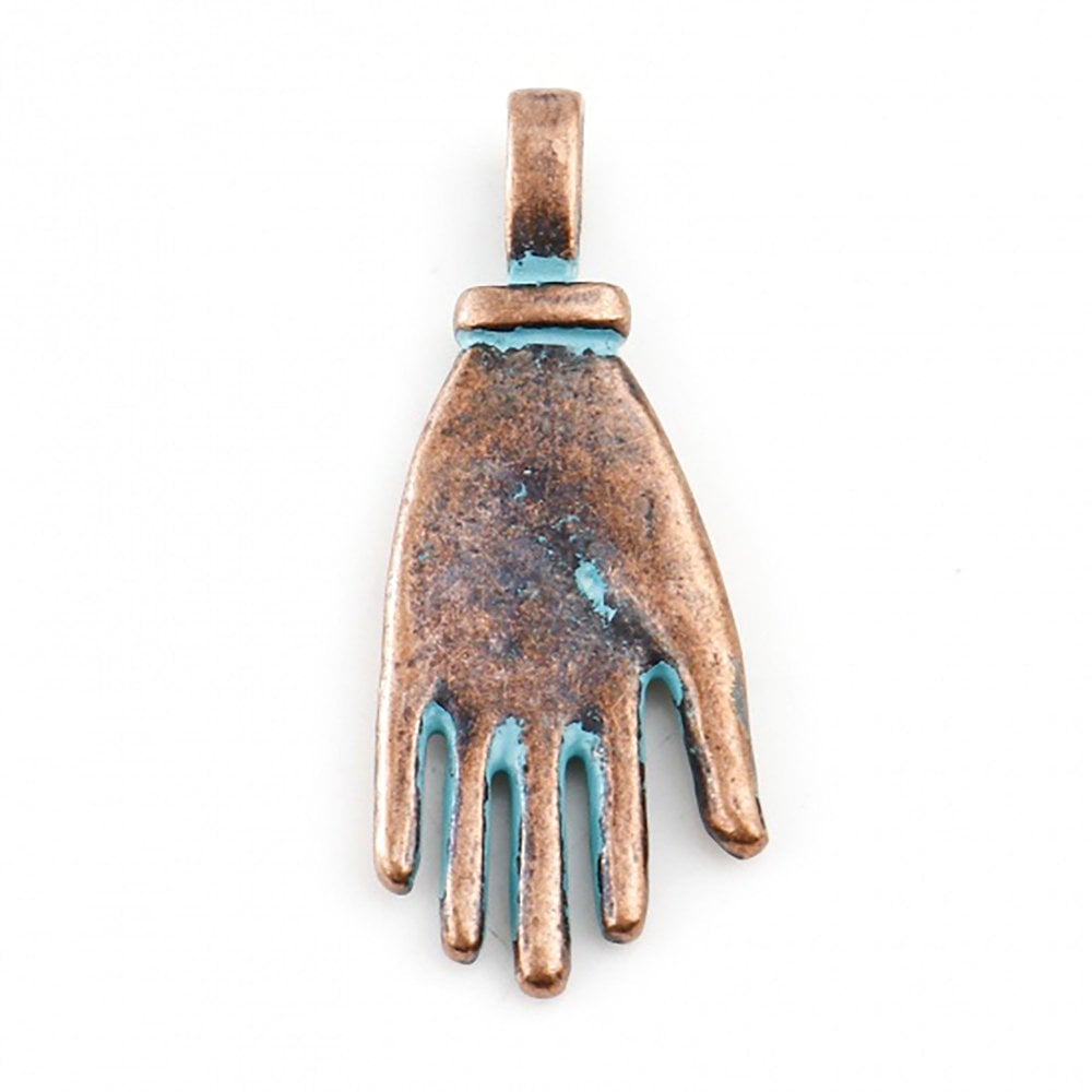 30x12mm Patina Hand Pendant, antique copper