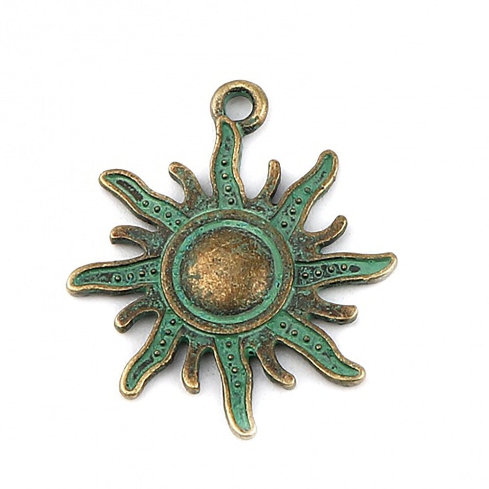 27x23mm Patina Sunshine Pendant, antique bronze