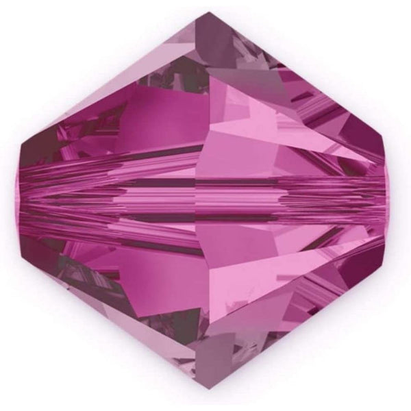 6mm Preciosa Crystal Bicones, fuchsia