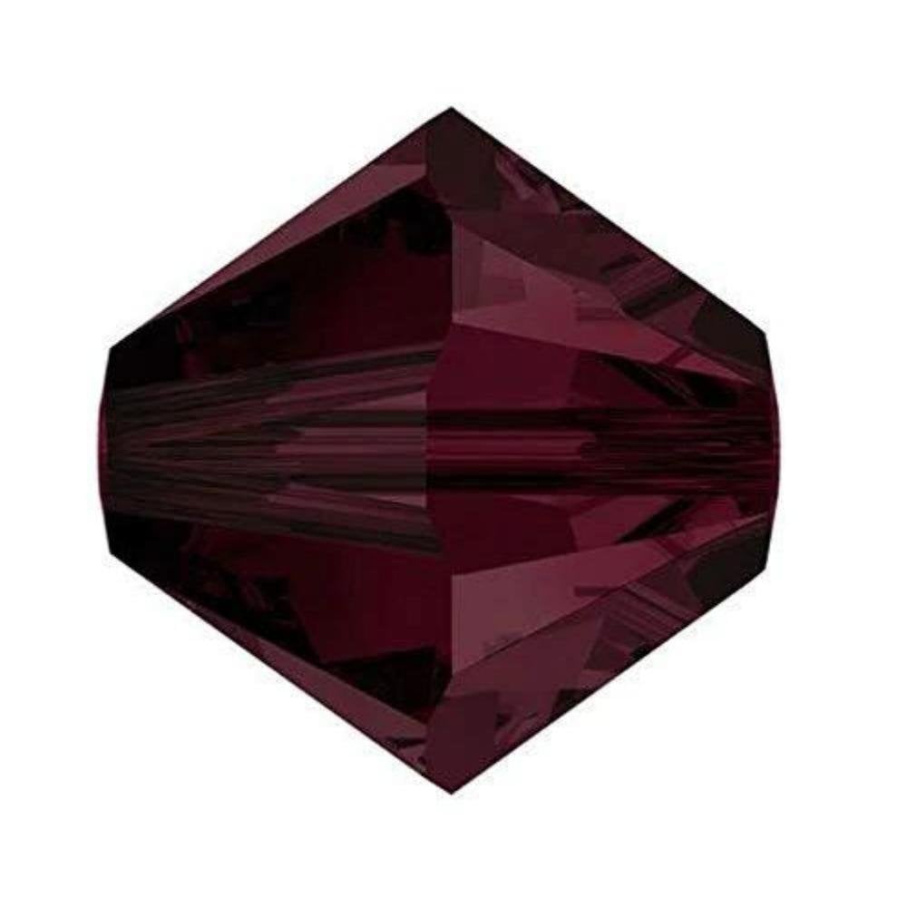 4mm Preciosa Crystal Bicones, burgundy