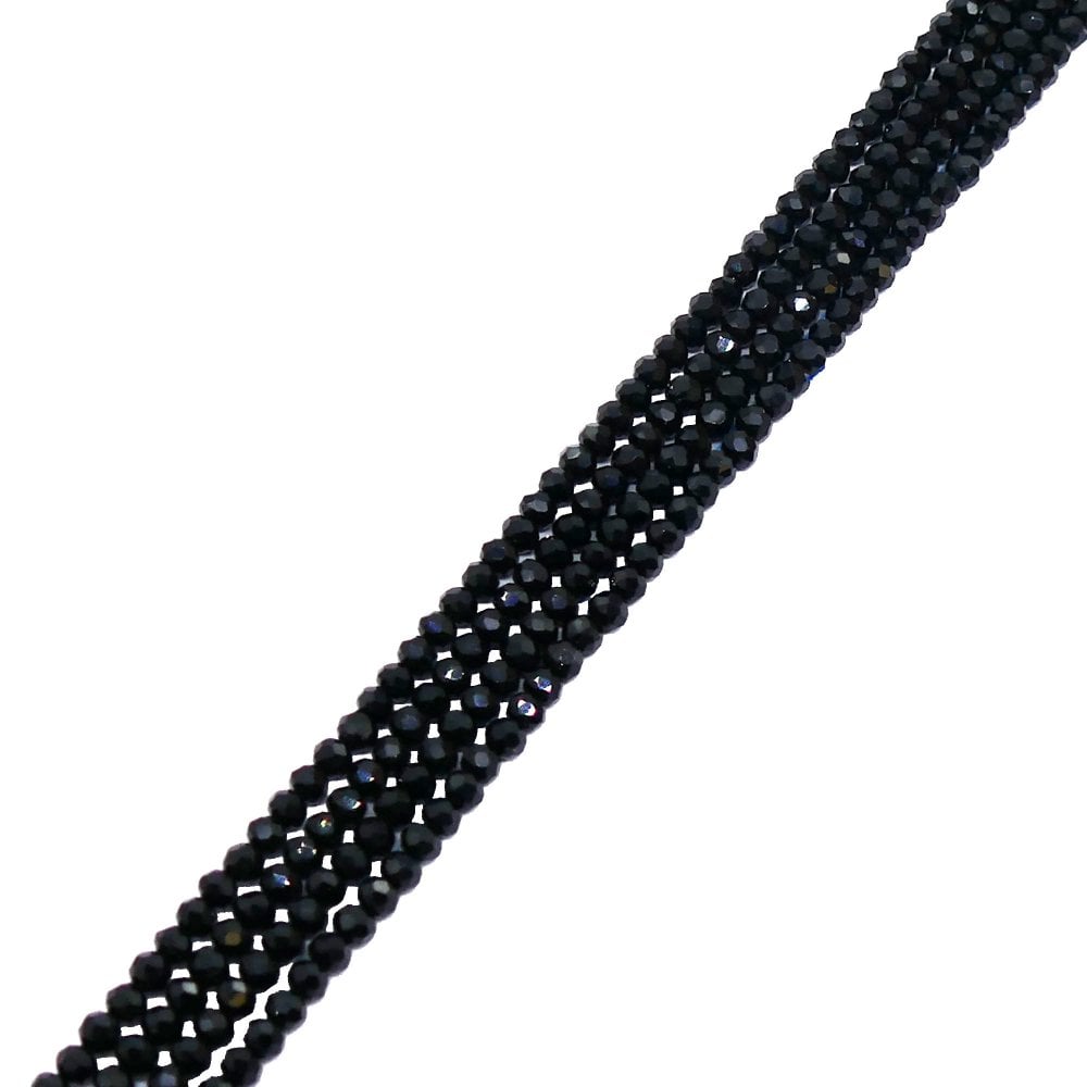 3x2mm Faceted Glass Rondelles, jet