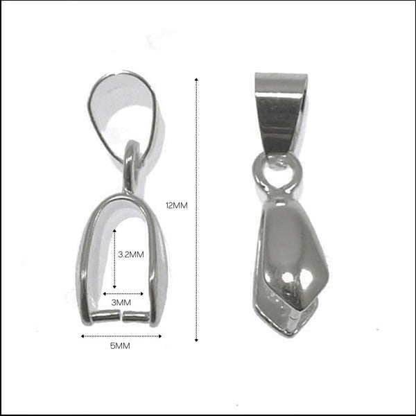 Pinch Bail Pendant & Loop 12x5mm, silver-plated, additional photo