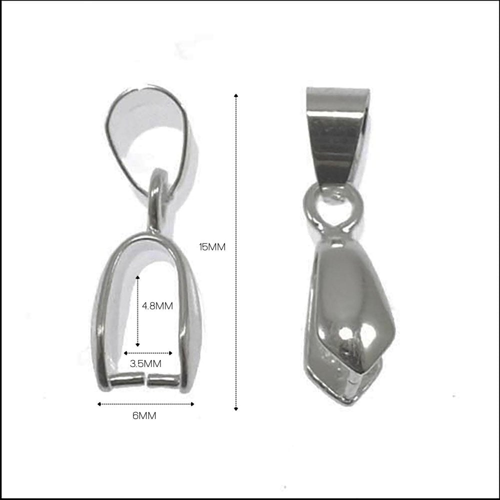 Pinch Bail Pendant & Loop 15x6mm, silver-plated, additional photo