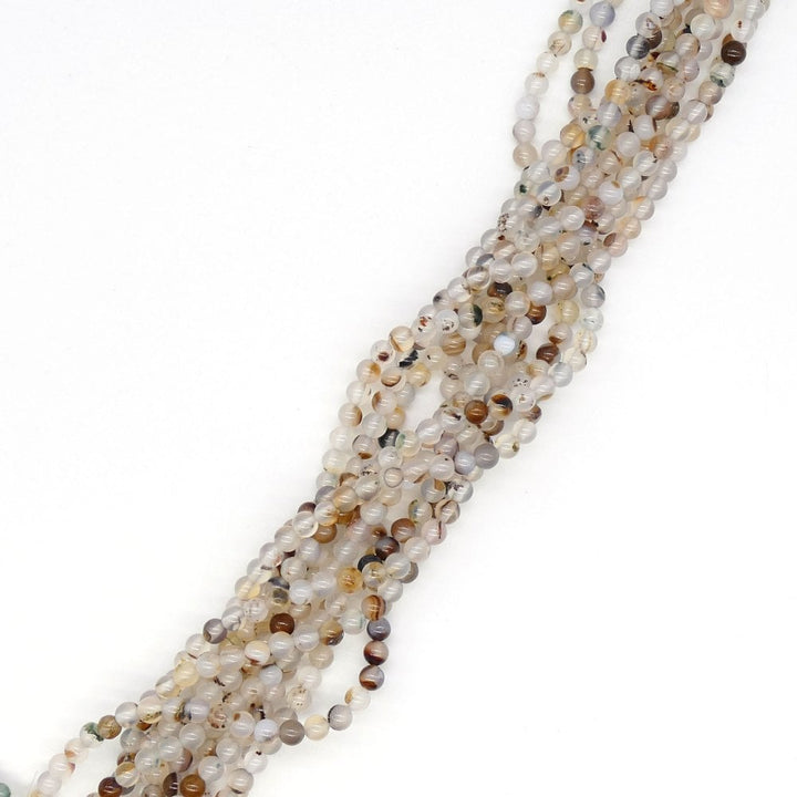 Chinese White Flower Agate Round Semi Precious Stones 4mm