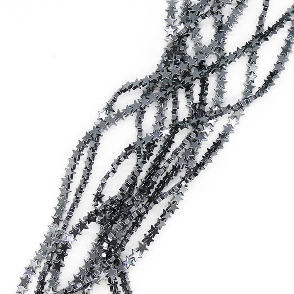 Hematite Star Semi Precious Stones 4mm - Silver  - 38cm String