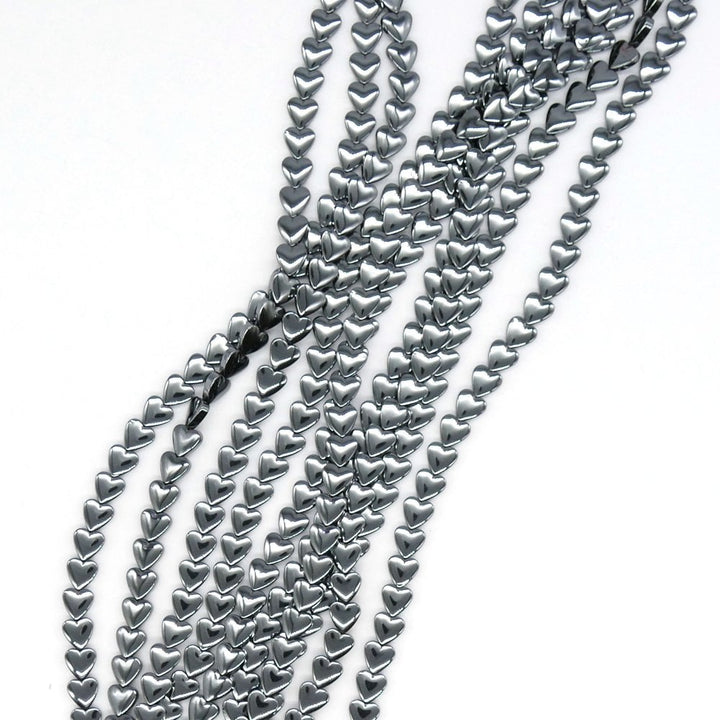 Hematite Puffed Heart Semi Precious Stones 8mm