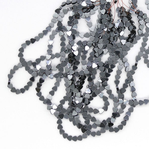 Hematite Flat Heart Semi Precious Stones 6mm