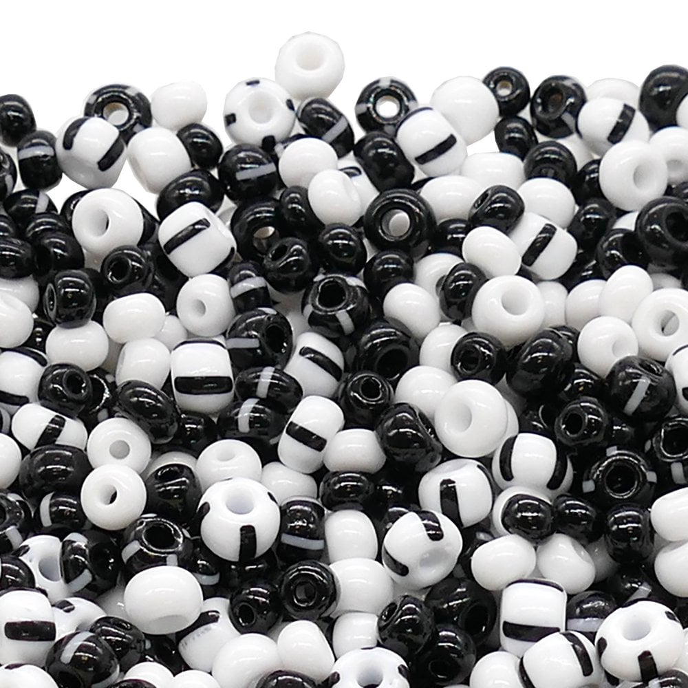 Preciosa Large Seed Beads, black/white mix