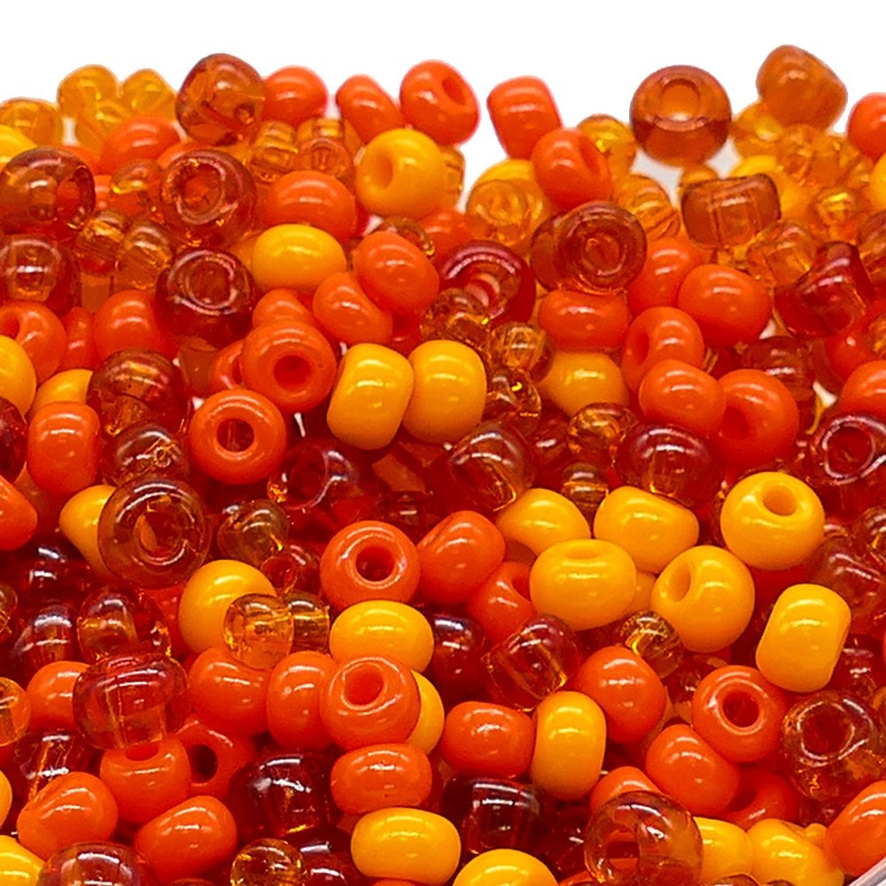 Preciosa Large Seed Beads, orange mix