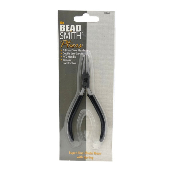 Beadsmith Super-Fine Chain Nose Pliers, black handle, additional photo