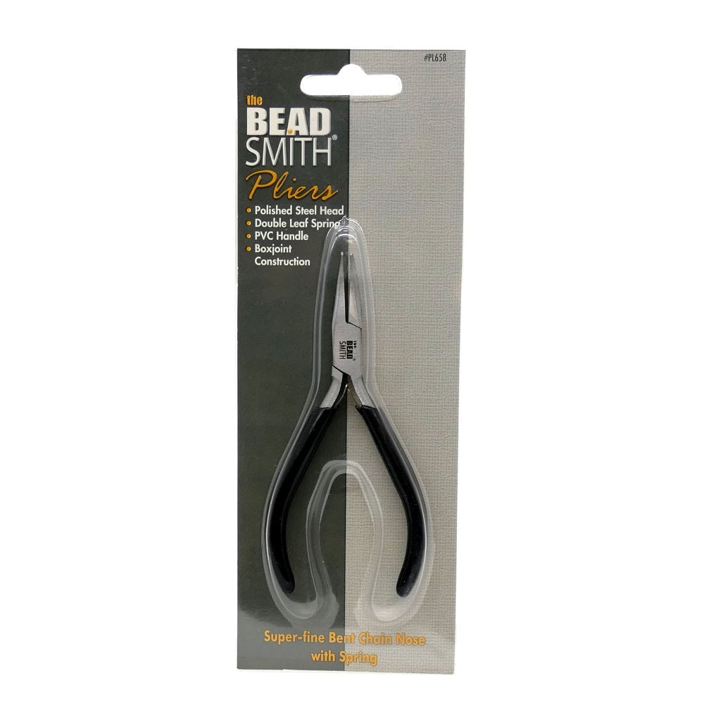 Beadsmith Super-Fine Bent Nose Pliers, black handle, additional photo