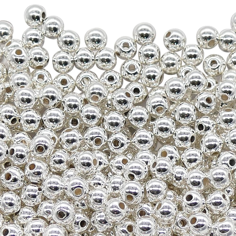 6mm Acrylic Spacer Beads, silver-plated