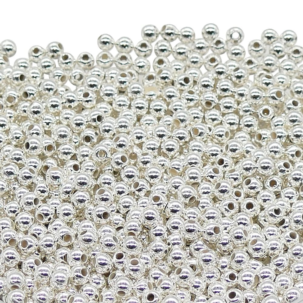 4mm Acrylic Spacer Beads, silver-plated