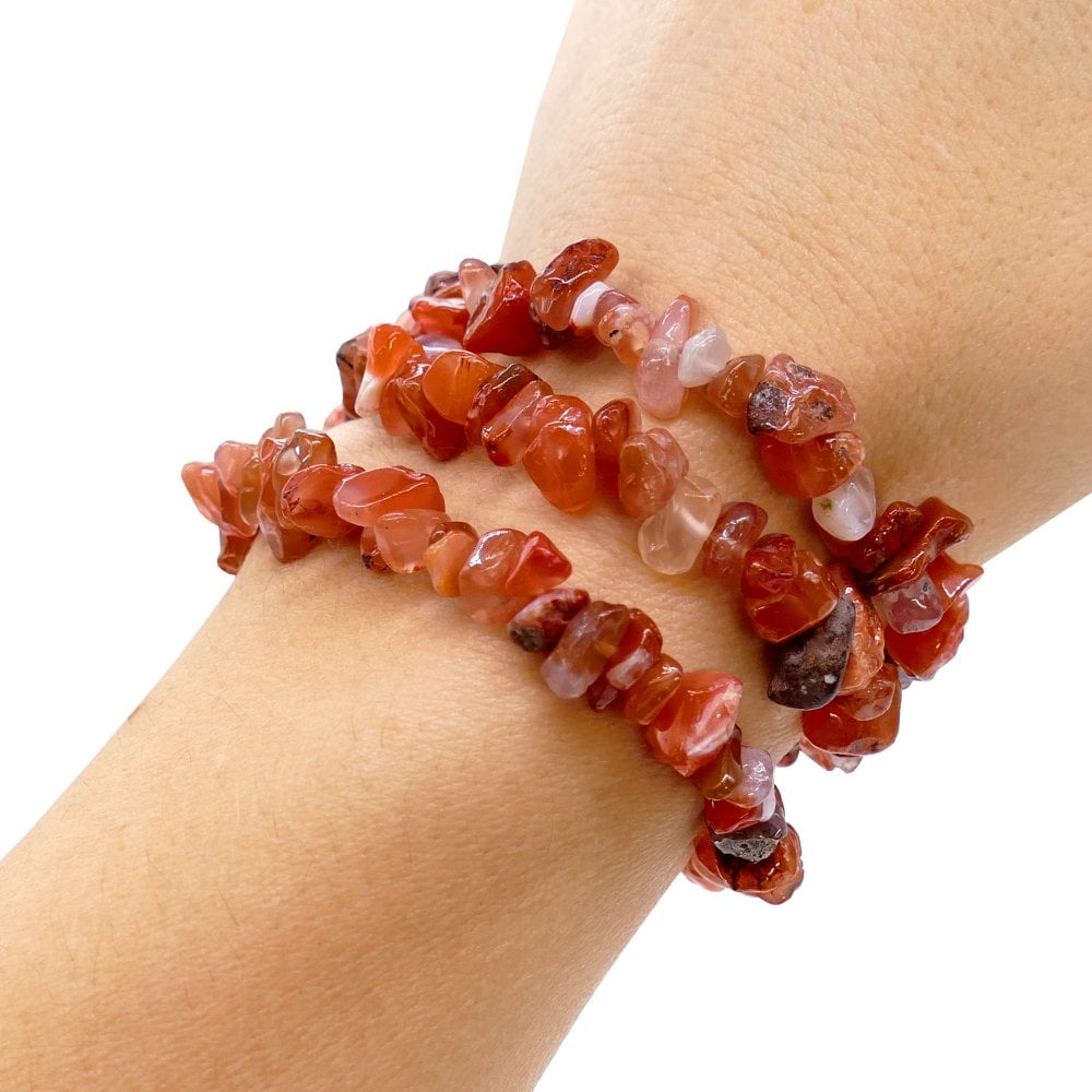 Natural Chip Bead Stretch Bracelet, carnelian