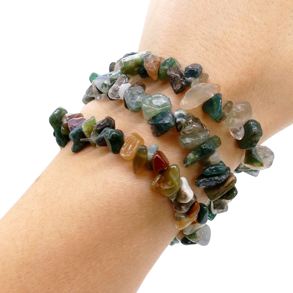 Natural Chip Bead Stretch Bracelet, indian agate