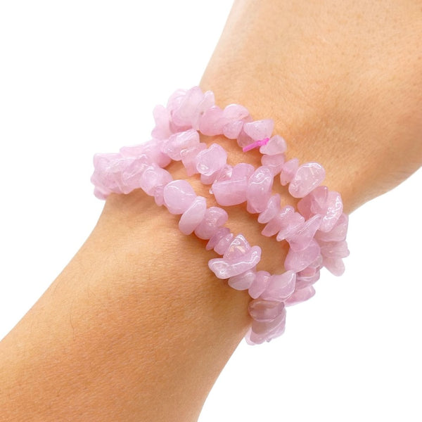 Natural Chip Bead Stretch Bracelet, rose quartz