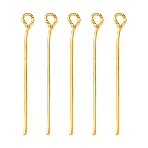 30mm Eyepins Findings, golden-plated