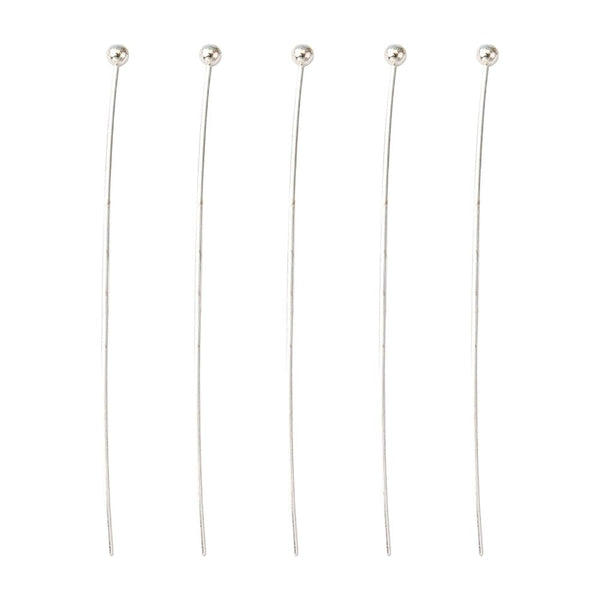 40mm Ball Headpins Findings, silver-plated