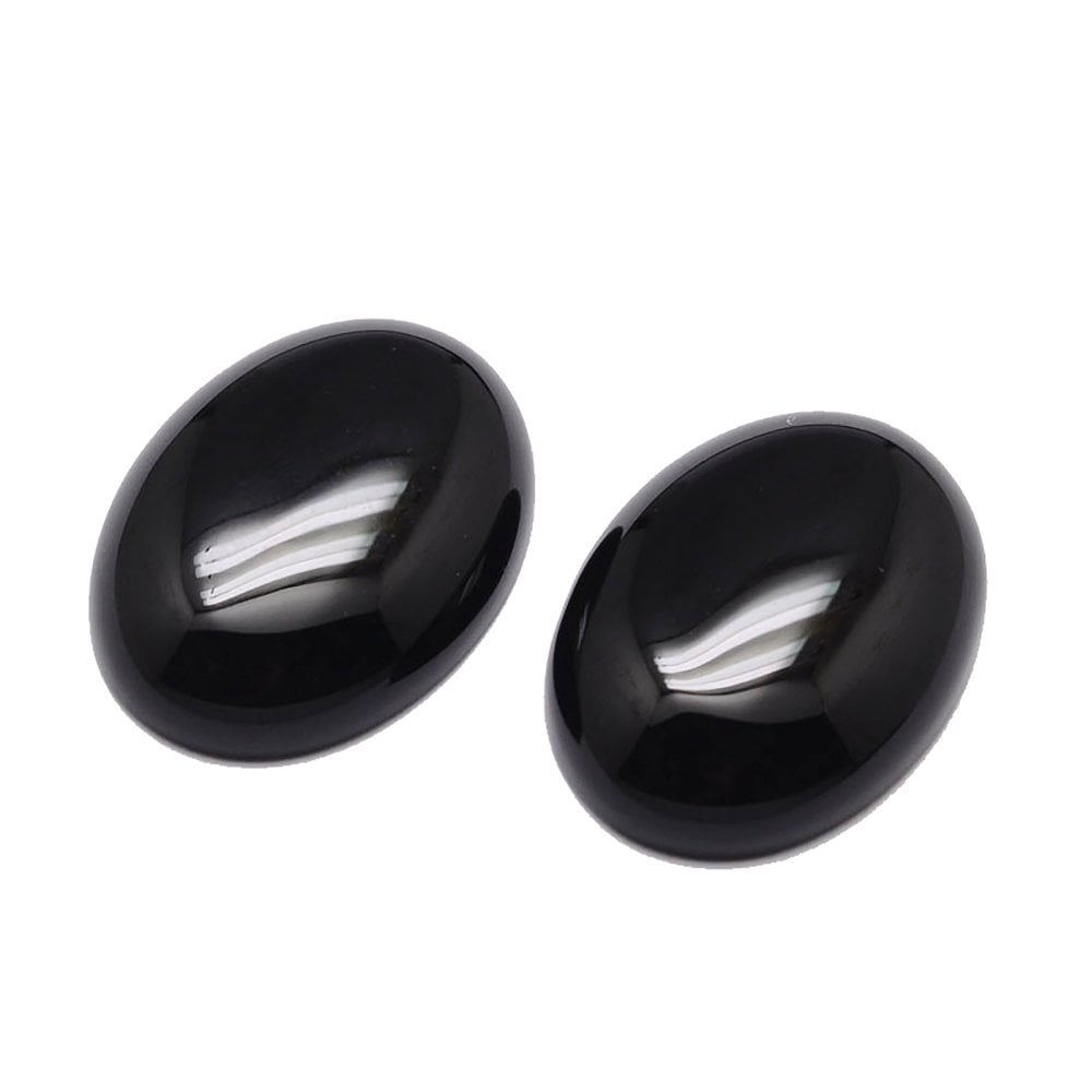 25x18mm Natural Stone Cabochon, black agate -1pc