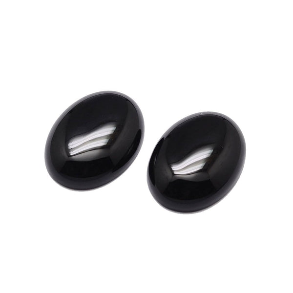 18x13mm Natural Stone Cabochon, black agate -2pc