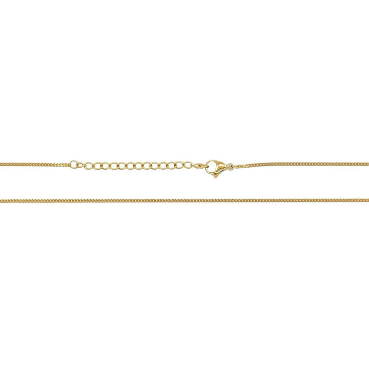 Gold-plated stainless steel curb chain necklace, 18 inch, with lobster clasp and extension chain